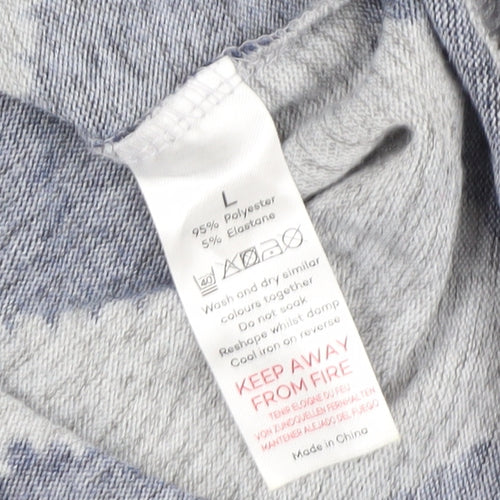 Bonmarché Women's Blue Geometric Full Zip Jumper L