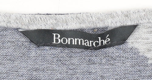 Bonmarché Women's Blue Geometric Full Zip Jumper L