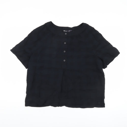 Marks and Spencer Women's Black Button-Up Top Size 10