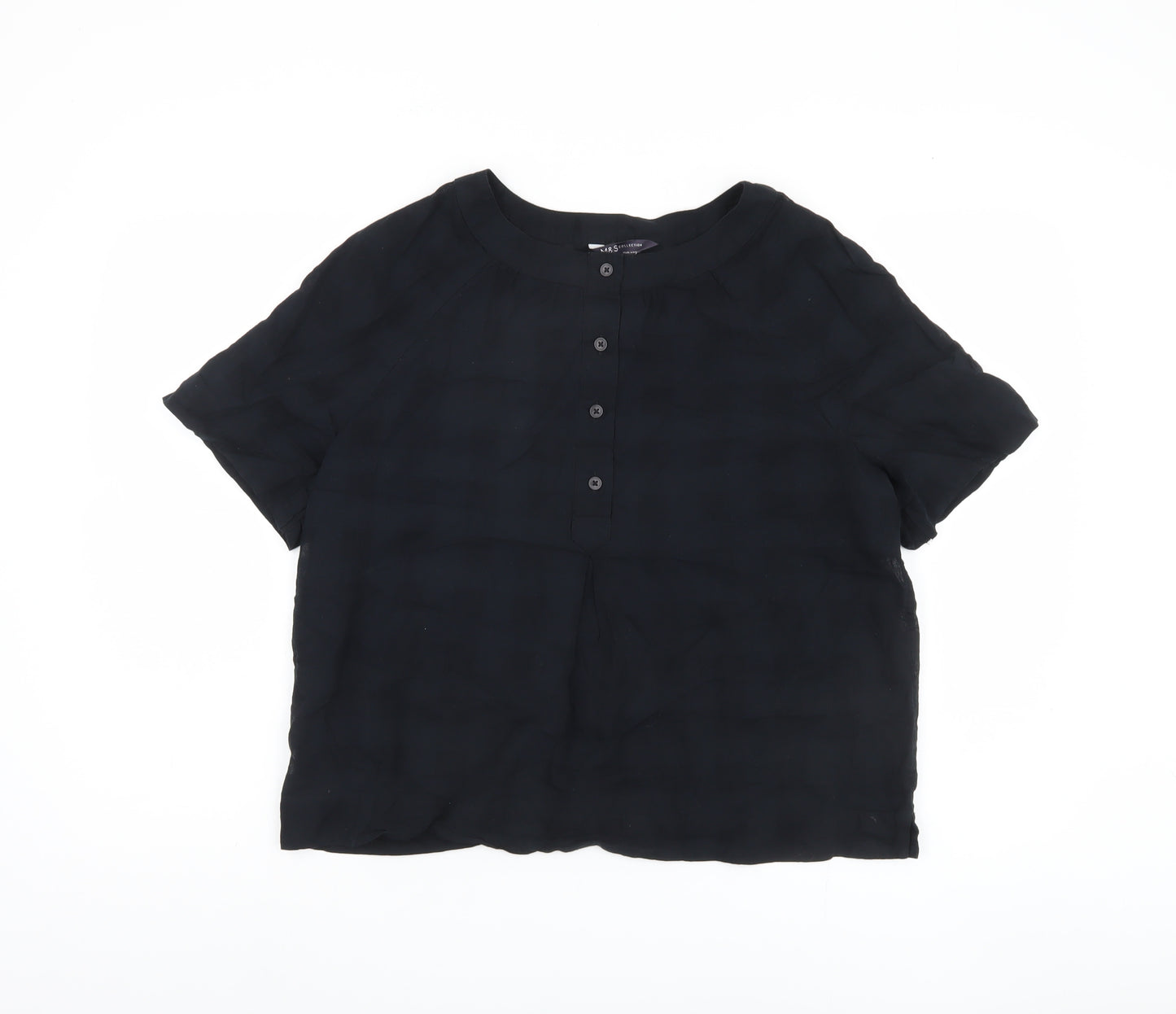 Marks and Spencer Women's Black Button-Up Top Size 10