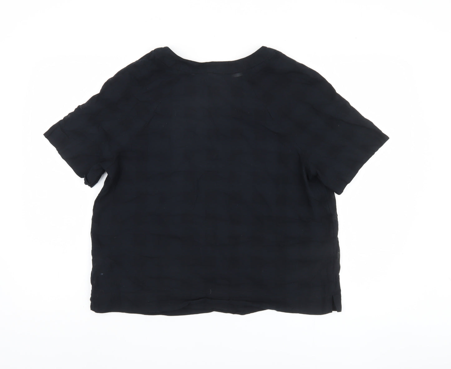 Marks and Spencer Women's Black Button-Up Top Size 10