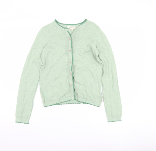 White Stuff Girls Green Cotton Cardigan - 9-10 Years