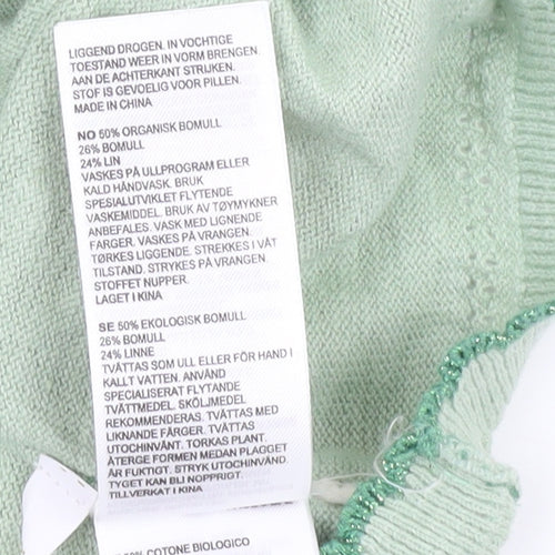 White Stuff Girls Green Cotton Cardigan - 9-10 Years