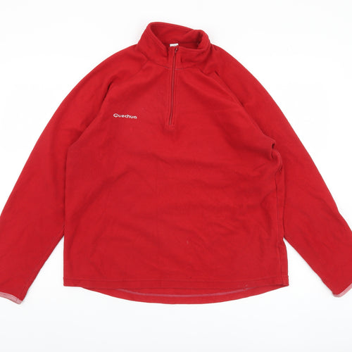 Quechua Men's Red Fleece Sweatshirt, Size M, 1/2 Zip
