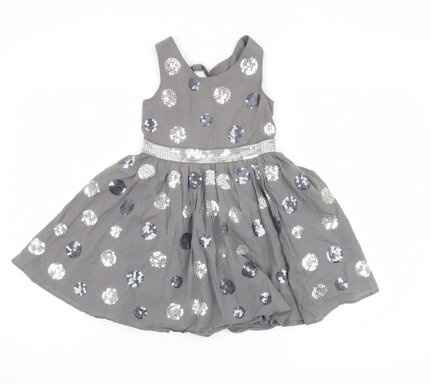 Marks & Spencer Girls Grey Sequin A-Line Dress, 8 Years