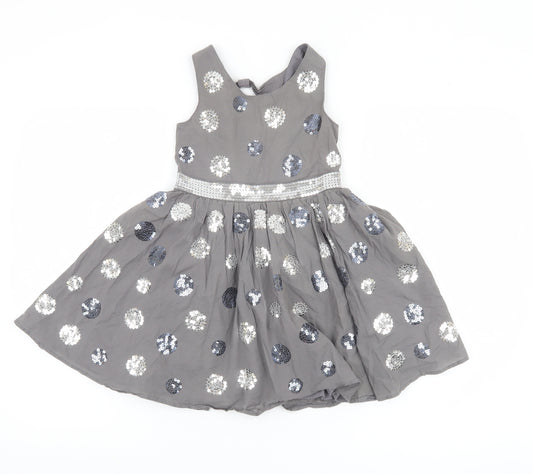 Marks & Spencer Girls Grey Sequin A-Line Dress, 8 Years