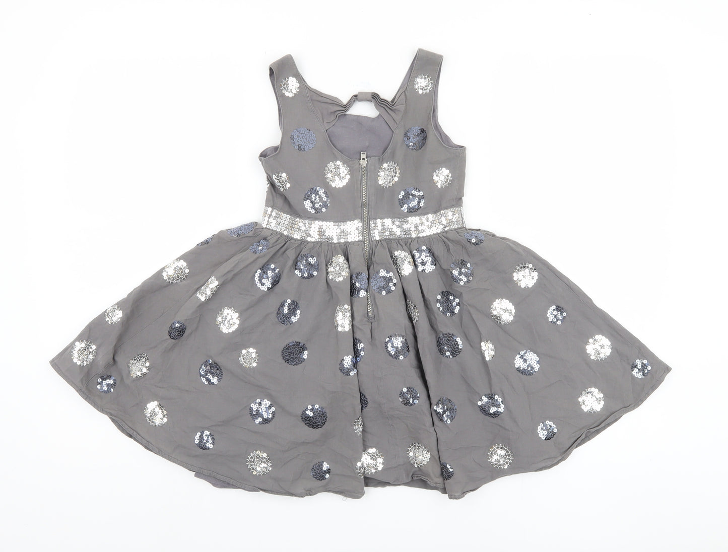 Marks & Spencer Girls Grey Sequin A-Line Dress, 8 Years