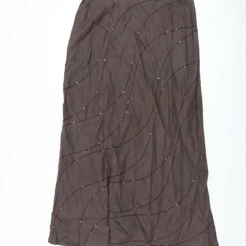Marks and Spencer Women’s Brown Long Beaded Skirt, Size 16