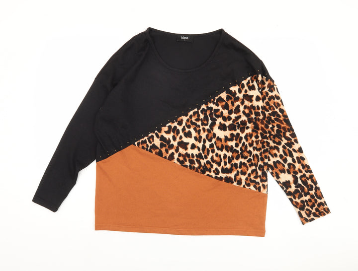 Klass Women's Black Brown Animal Print Pullover Jumper M