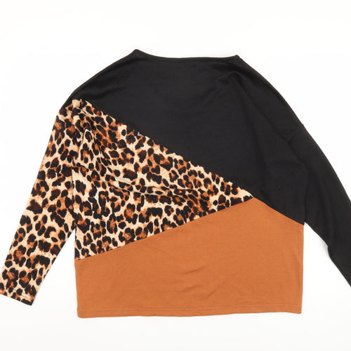 Klass Women's Black Brown Animal Print Pullover Jumper M