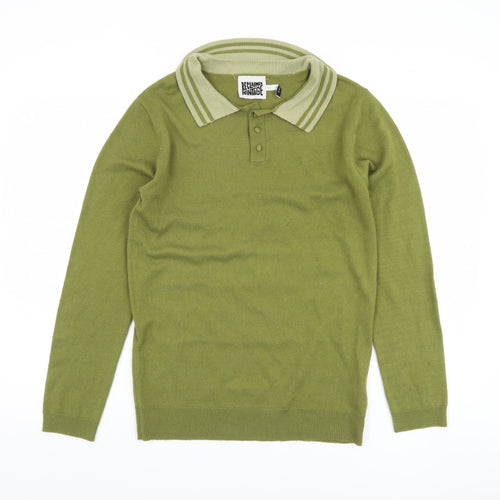 Reclaimed Vintage Women's Green Collared Jumper S