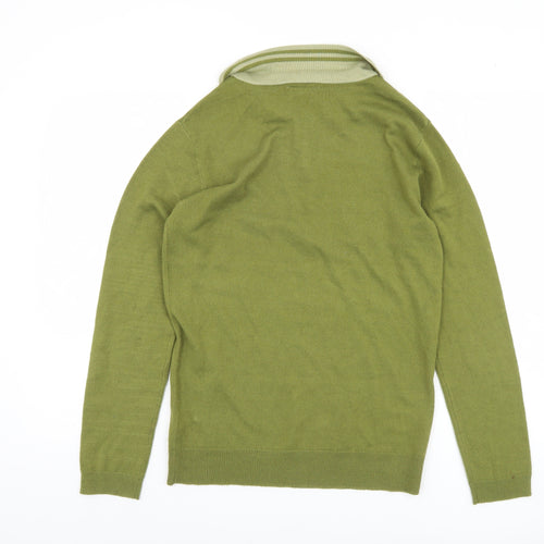 Reclaimed Vintage Women's Green Collared Jumper S
