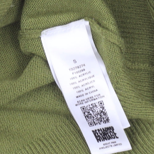 Reclaimed Vintage Women's Green Collared Jumper S