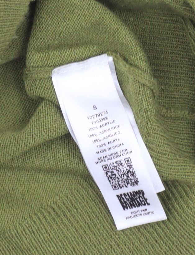 Reclaimed Vintage Women's Green Collared Jumper S
