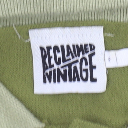 Reclaimed Vintage Women's Green Collared Jumper S
