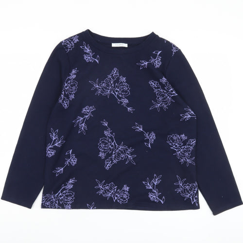 Marks and Spencer Women Blue Floral Pullover Jumper Size 16