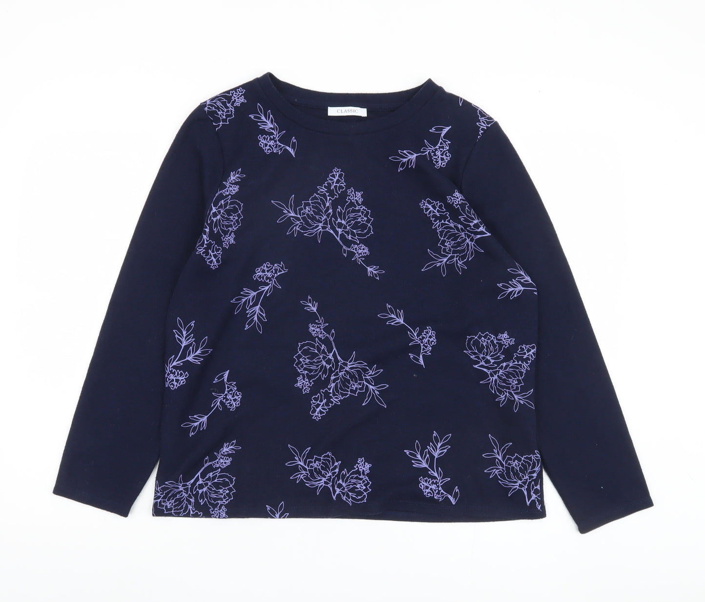 Marks and Spencer Women Blue Floral Pullover Jumper Size 16