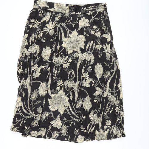 Marks and Spencer Women's Black Floral Skirt, Size 14