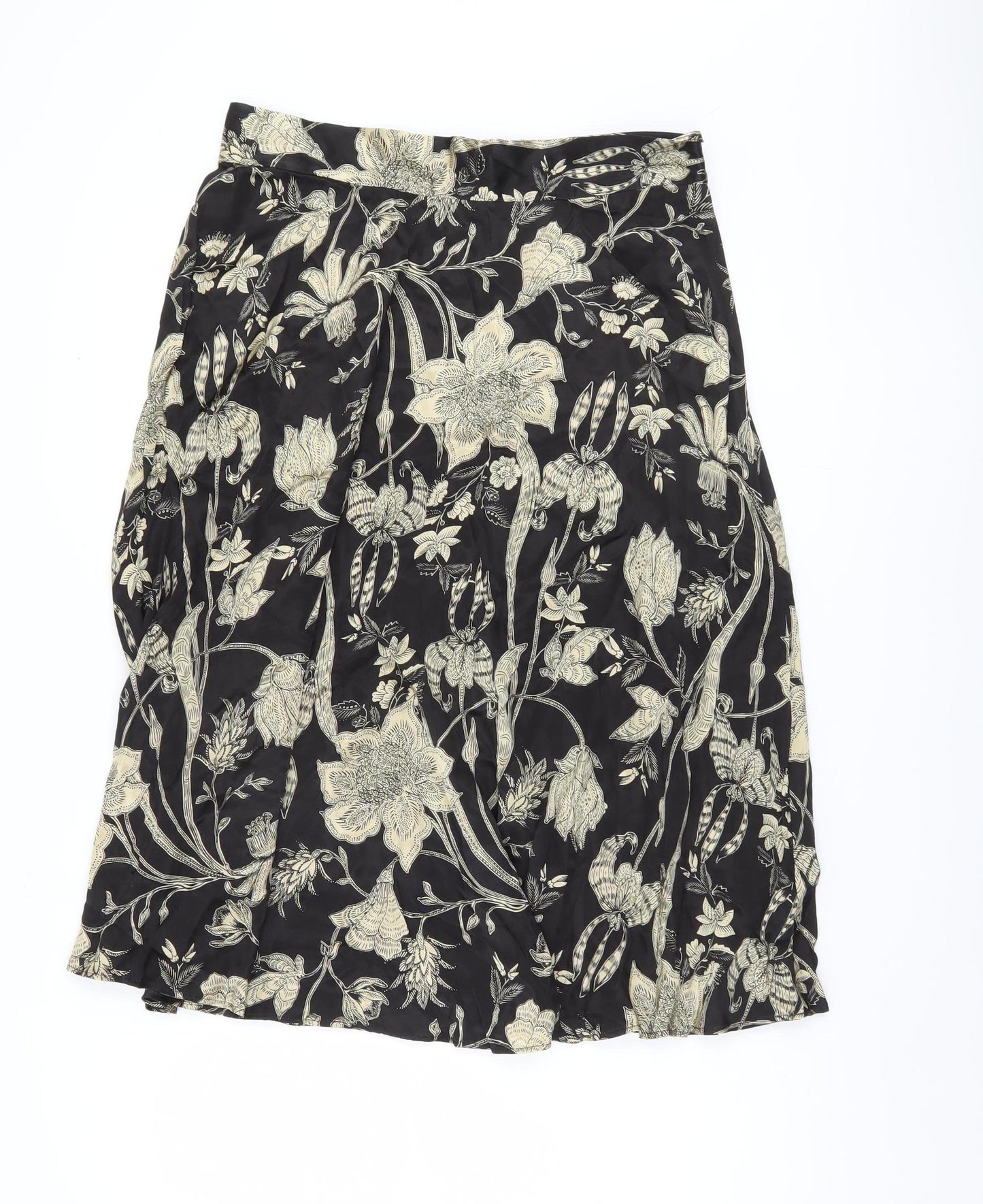 Marks and Spencer Women's Black Floral Skirt, Size 14