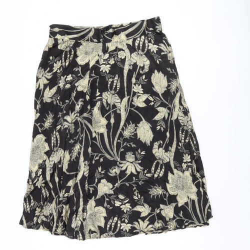 Marks and Spencer Women's Black Floral Skirt, Size 14