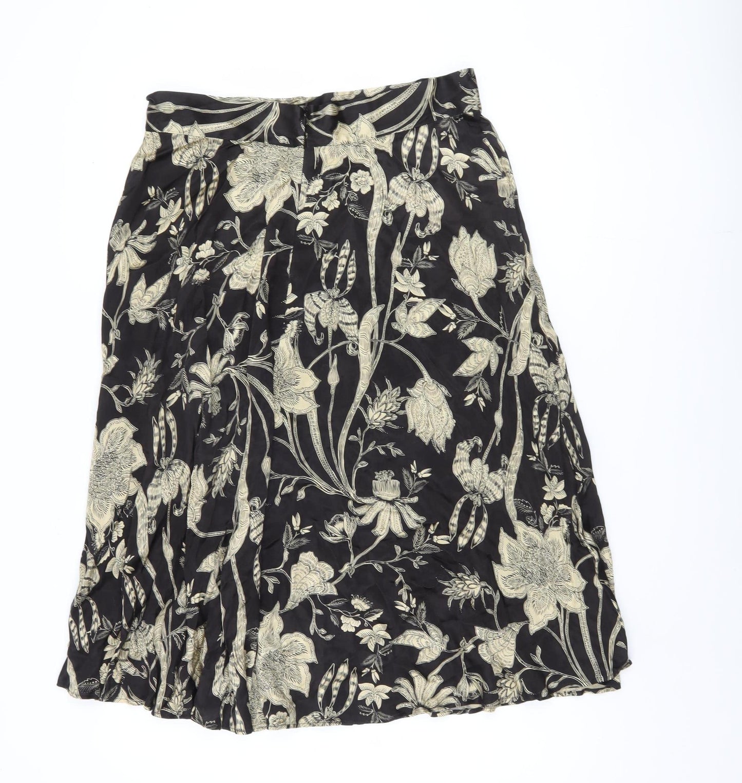 Marks and Spencer Women's Black Floral Skirt, Size 14