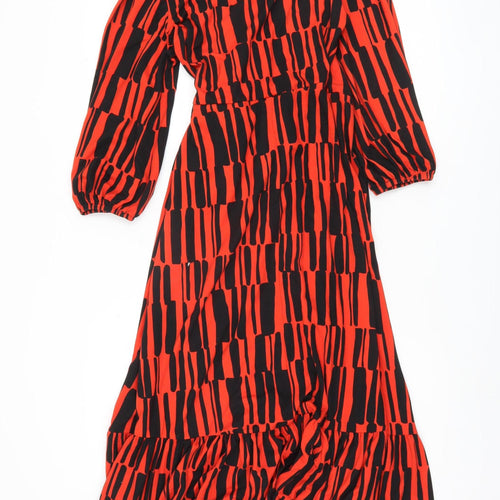 Dennis Day Women's Red Black Wrap Dress Size 10