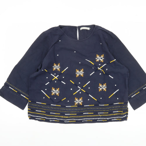 Maison de Nimes Women's Blue Embroidered Blouse Size 14