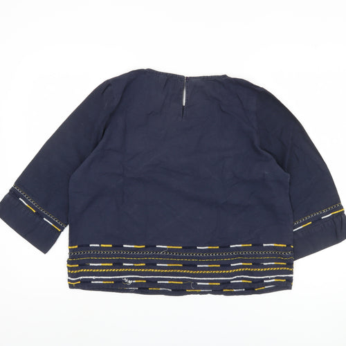Maison de Nimes Women's Blue Embroidered Blouse Size 14