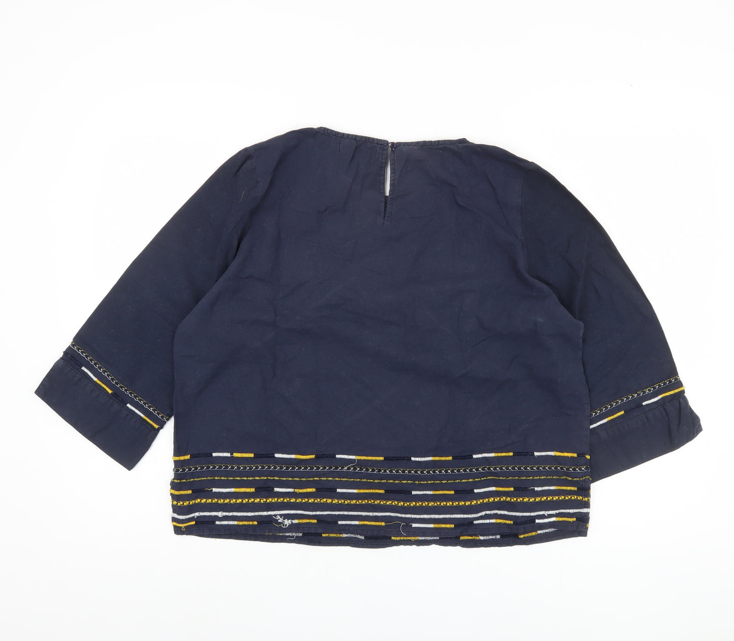 Maison de Nimes Women's Blue Embroidered Blouse Size 14