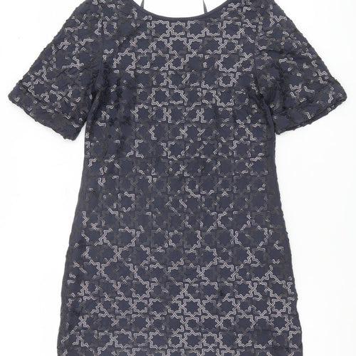 Monsoon Women's Blue Short Sleeve Dress Size 8
