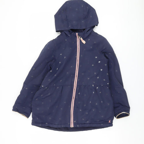 Joules Girls Blue Hooded Parka Coat Age 9-10