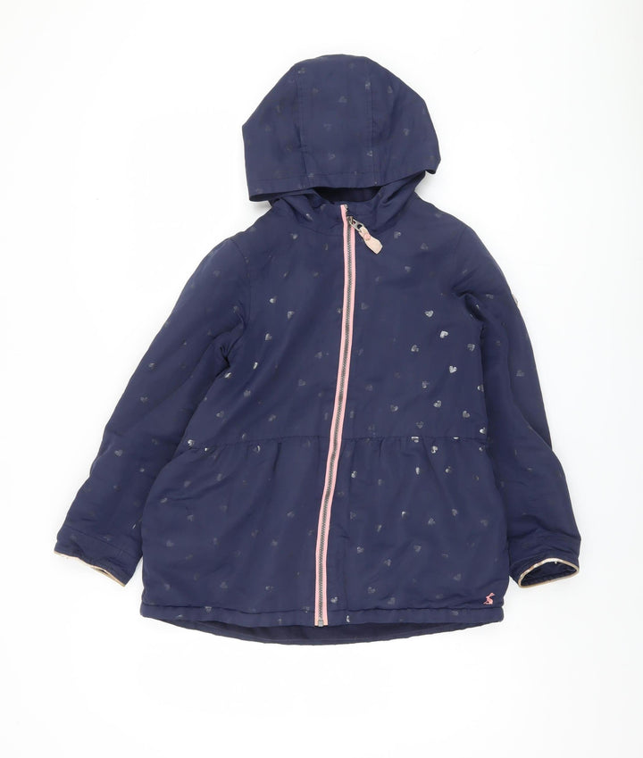 Joules Girls Blue Hooded Parka Coat Age 9-10