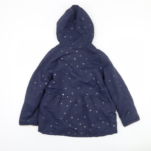 Joules Girls Blue Hooded Parka Coat Age 9-10