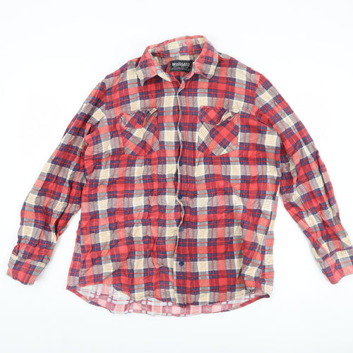 Woodland Men's Red Plaid Cotton Shirt L Casual