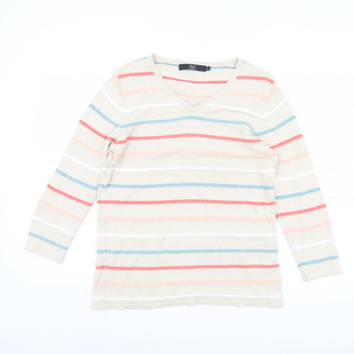 Isle Essentials Women's Beige Striped Pullover S