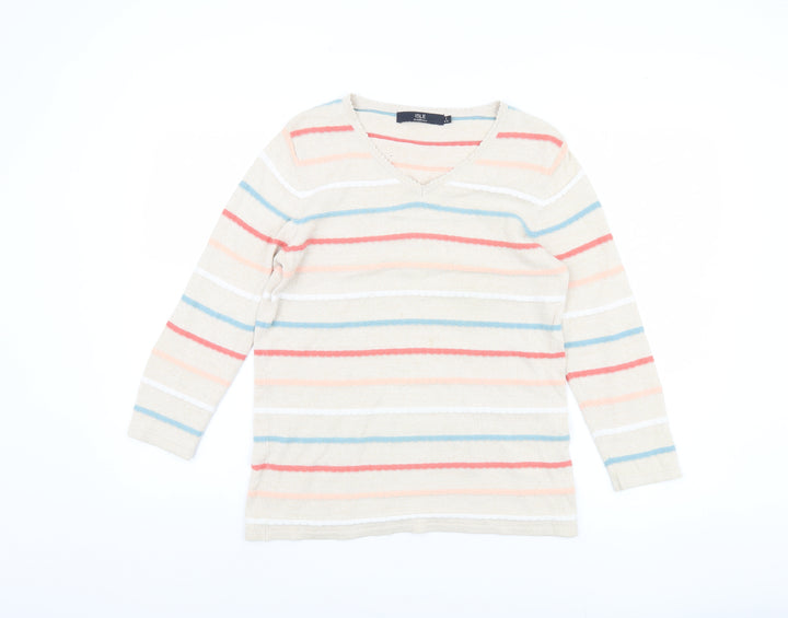 Isle Essentials Women's Beige Striped Pullover S