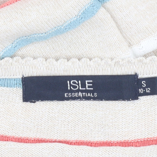 Isle Essentials Women's Beige Striped Pullover S