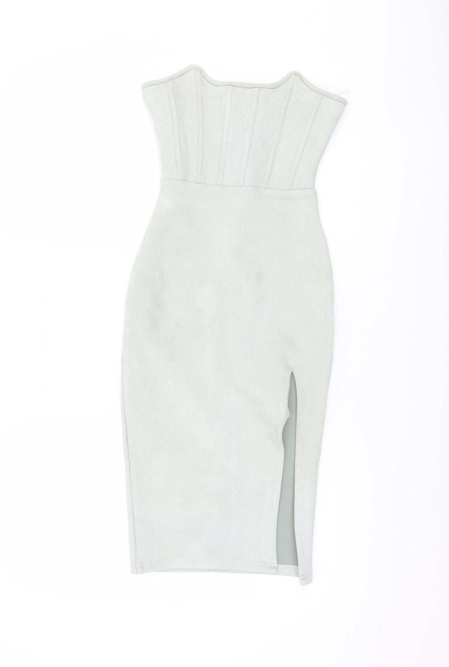 Oh Polly Women's Grey Belted Dress, Size 8, Zip Closure