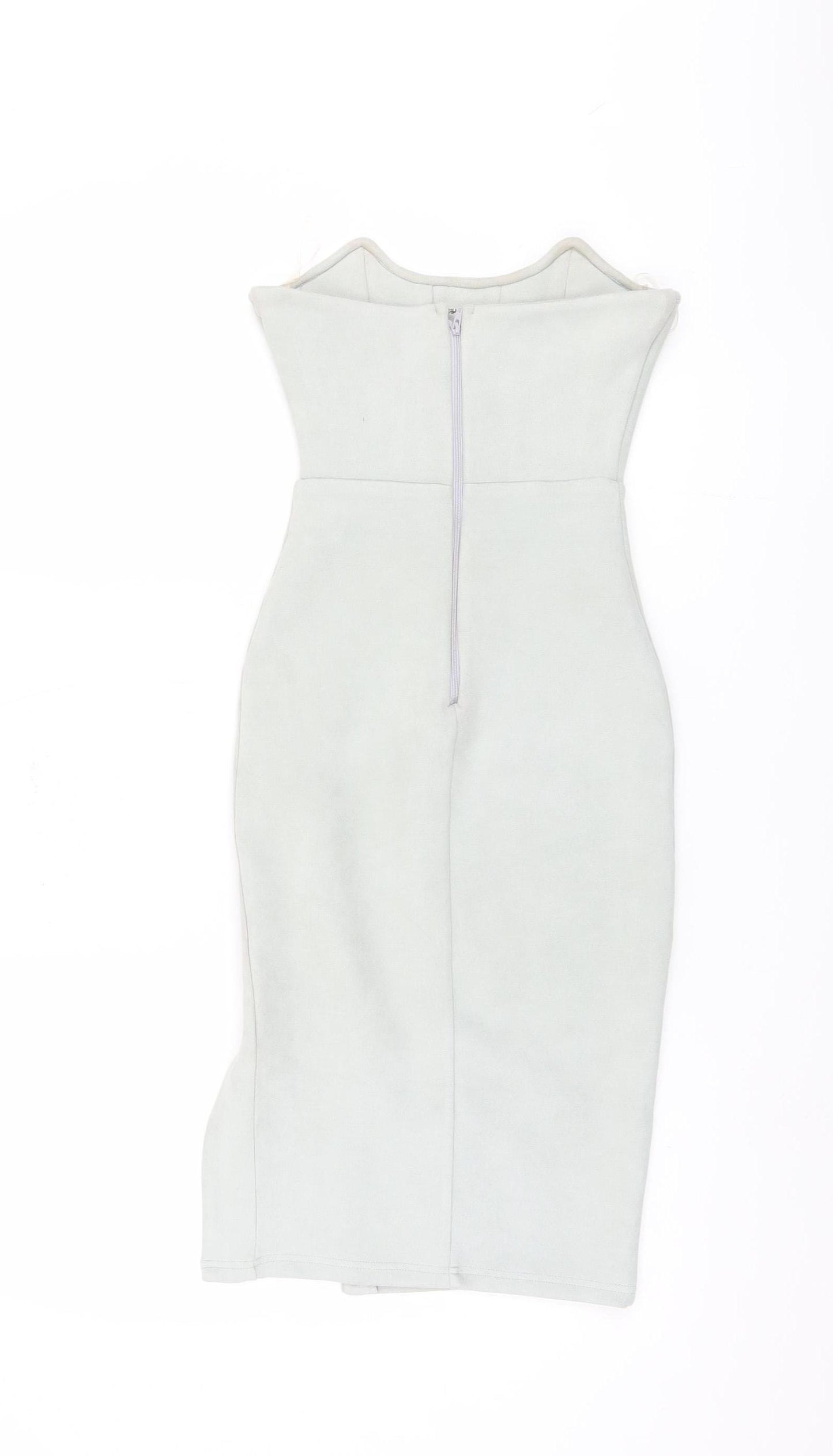 Oh Polly Women's Grey Belted Dress, Size 8, Zip Closure