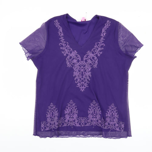 Julipa Women's Purple Embroidered Blouse Size 16