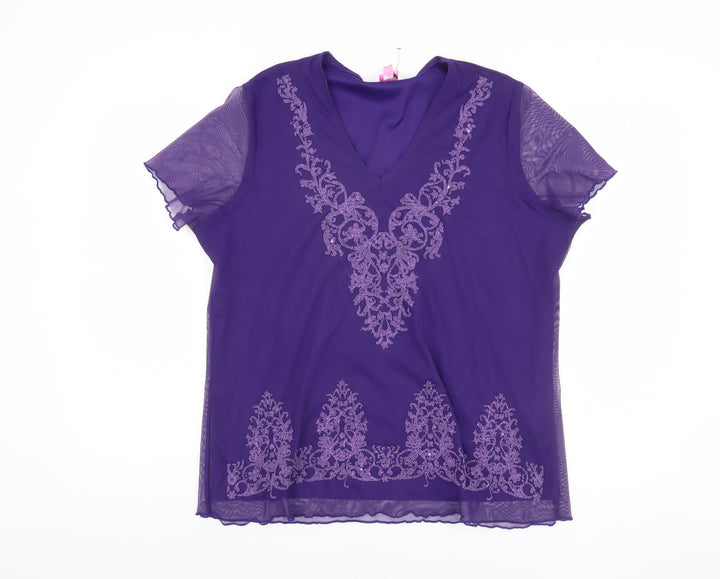 Julipa Women's Purple Embroidered Blouse Size 16