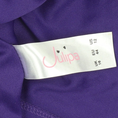 Julipa Women's Purple Embroidered Blouse Size 16