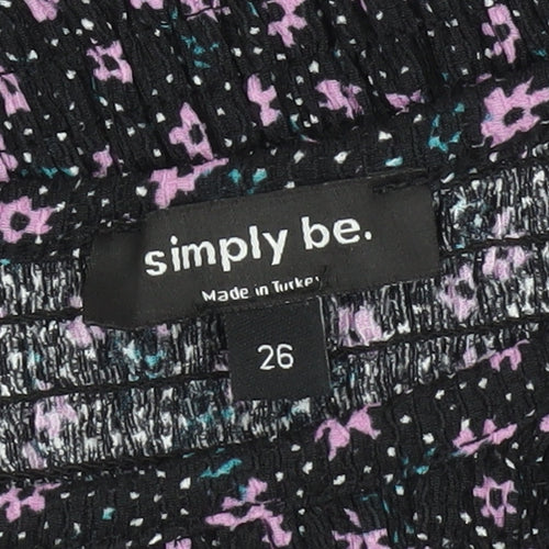 Simply Be Women's Black Floral Long Sleeve Plus Top