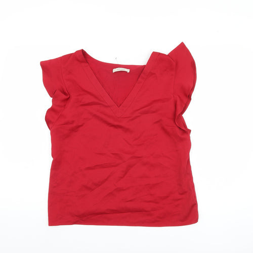 Oasis Women's Red V-Neck Sleeveless Blouse Size M