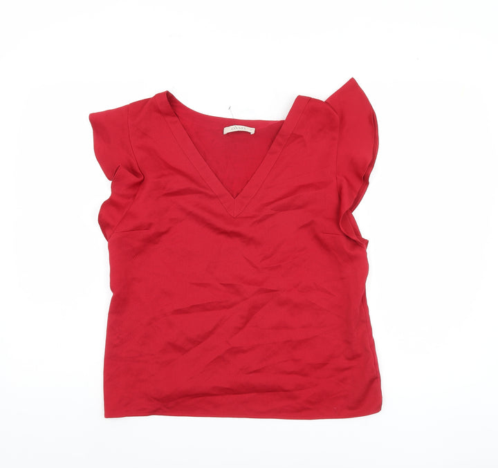 Oasis Women's Red V-Neck Sleeveless Blouse Size M