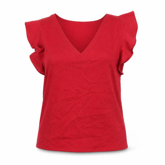 Front view of Oasis Women's Red V-Neck Sleeveless Blouse, size M