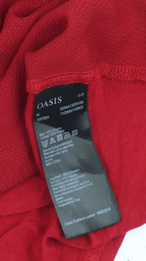 Oasis Women's Red V-Neck Sleeveless Blouse Size M