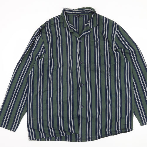Marks and Spencer Men's Green 2XL Striped Pyjama Top