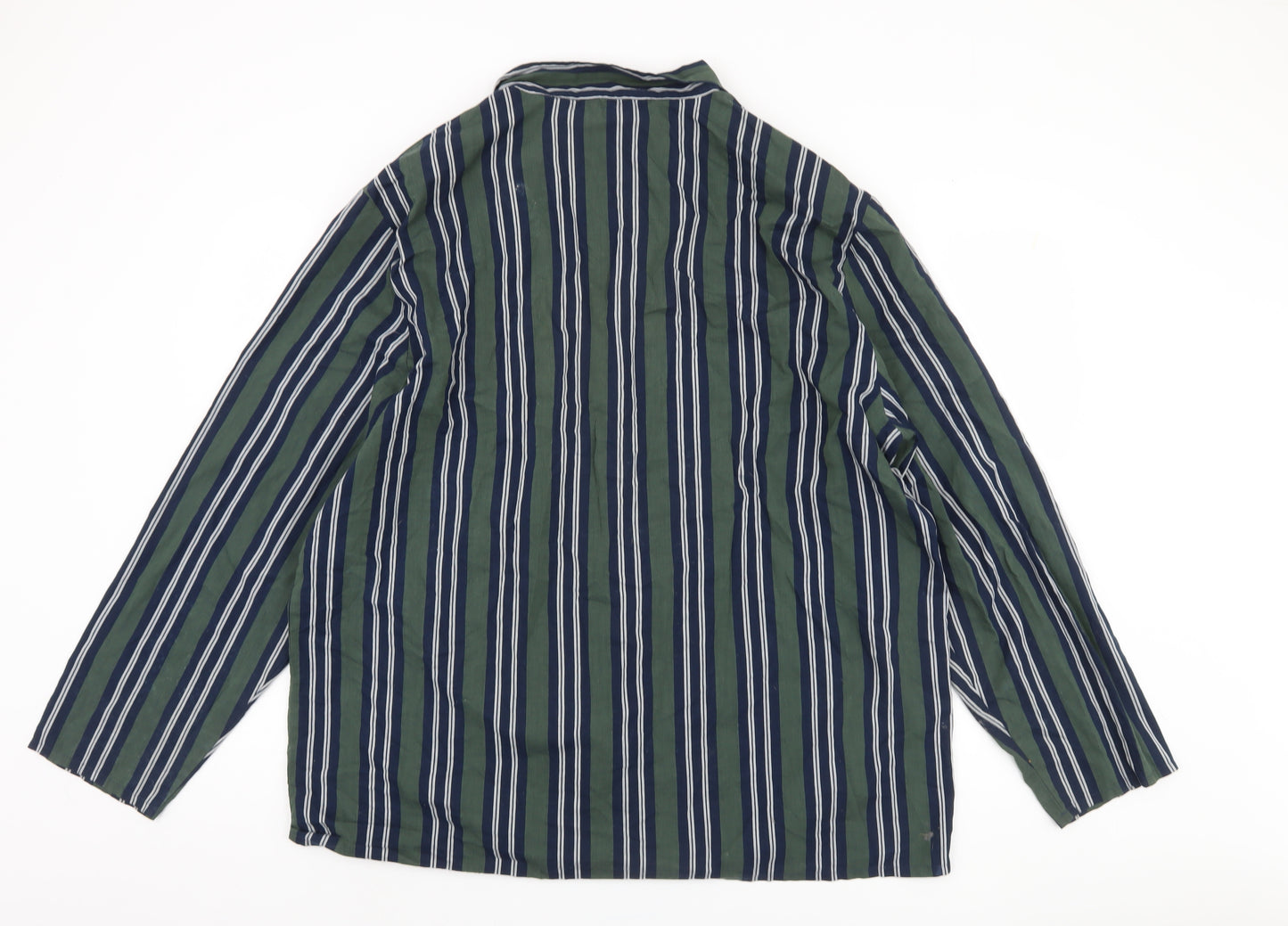 Marks and Spencer Men's Green 2XL Striped Pyjama Top