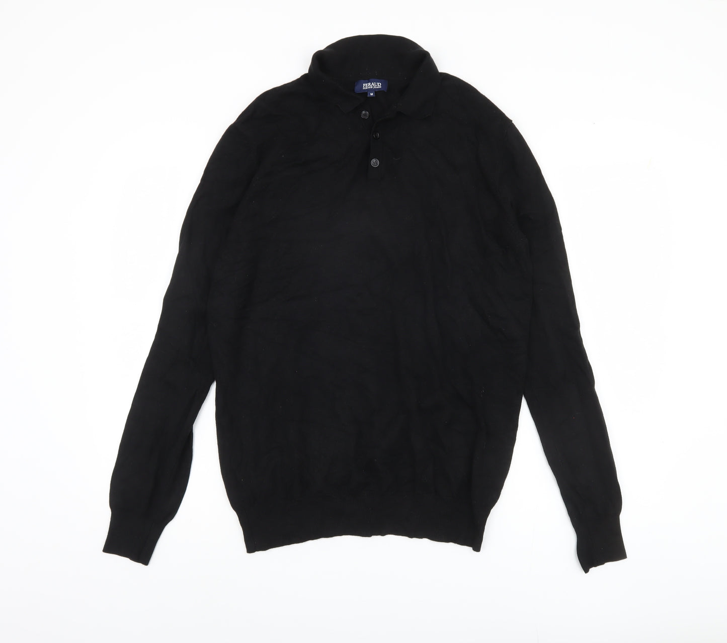 Feraud Jeans Men's Black Henley Jumper - Medium, Collared
